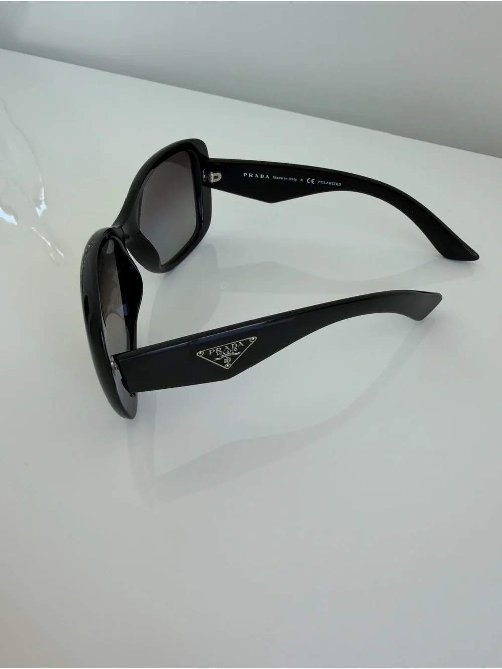 Prada Black Rounded Logo-Temple Sunglasses